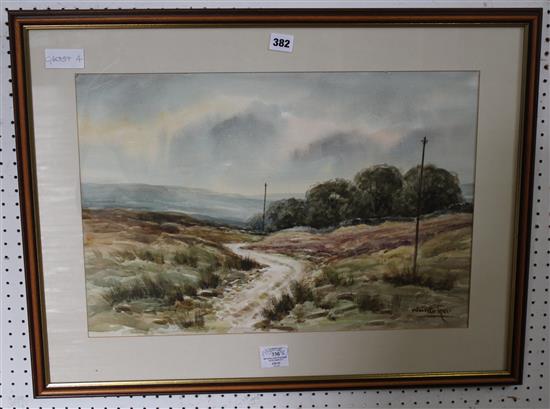 Watercolour of a rural scene signed(-)
